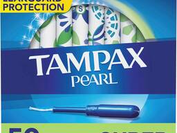 Tampax Pearl Tampons Super Absorbency, With Leakguard Braid, Unscented, Unscented, 50 Coun
